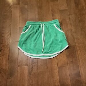 Lavon -Chic Green Mini Skirt with White Accents
